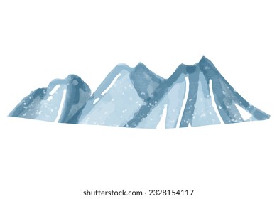 Landscape with blue mountains. watercolor blue mountain