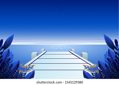 Landscape of blue sky and sea at the bridge background