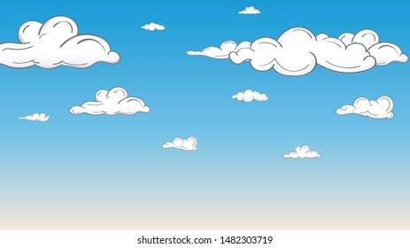 Landscape blue sky and white clouds on sunny day.Sky and cloud background. Vector illustration