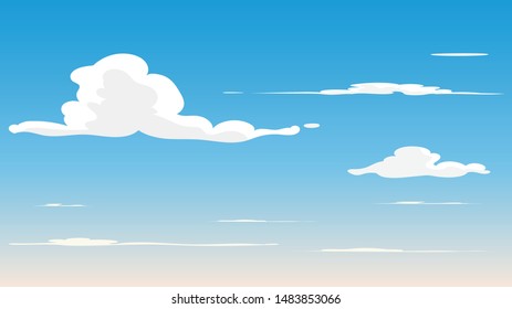 Landscape blue sky and white clouds on sunny day.Sky and cloud background.catoon concetp.Vector illustration