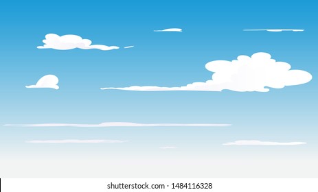 Landscape blue sky and white clouds on sunny day.Sky and cloud background.catoon concetp.Vector illustration