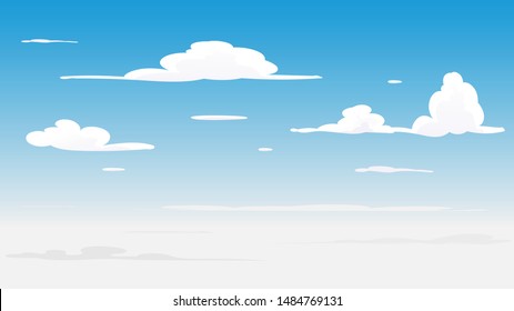 El cielo azul y las nubes blancas en el día soleado.El cielo y el fondo de la nube.catoon concetp.Ilustración vectorial