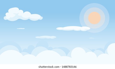 Landscape blue sky and white clouds on sunny day.Sky and cloud background.catoon concetp.Vector illustration