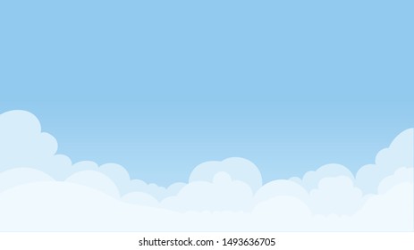 Landscape blue sky and white clouds on sunny day.Sky and cloud background.cartoon sky concetp.Vector illustration