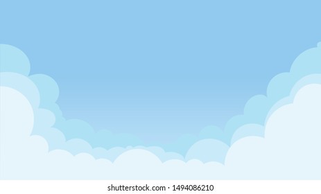 Landscape blue sky and white clouds on sunny day.Sky and cloud background.cartoon sky concetp.Vector illustration