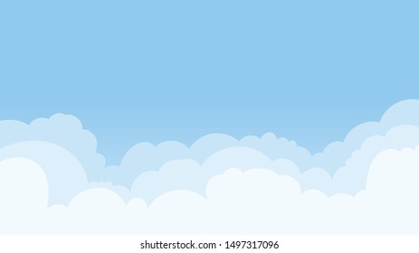 Landscape blue sky and white clouds on sunny day.Sky and cloud background.cartoon sky concetp.Vector illustration