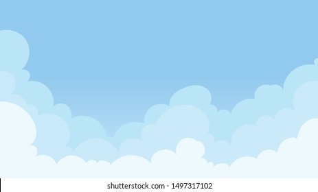 Landscape blue sky and white clouds on sunny day.Sky and cloud background.cartoon sky concetp.Vector illustration