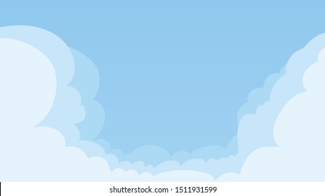 Landscape blue sky and white clouds on sunny day.Sky and cloud background.cartoon sky concetp.Vector illustration