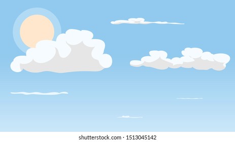 Landscape blue sky and white clouds on sunny day.Sky and cloud background.cartoon sky concetp.Vector illustration