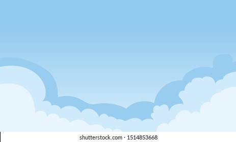 Landscape blue sky and white clouds on sunny day.Sky and cloud background.cartoon sky concetp.Vector illustration