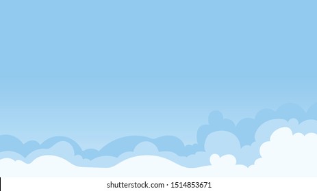 Landscape blue sky and white clouds on sunny day.Sky and cloud background.cartoon sky concetp.Vector illustration