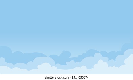 Landscape blue sky and white clouds on sunny day.Sky and cloud background.cartoon sky concetp.Vector illustration