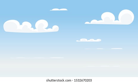 Landscape blue sky and white clouds on sunny day.Sky and cloud background.cartoon sky concetp.Vector illustration