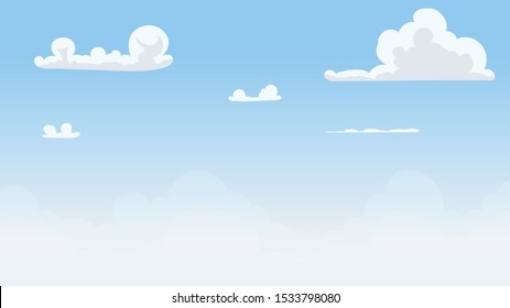 Landscape blue sky and white clouds on sunny day.Sky and cloud background.cartoon sky concetp.Vector illustration