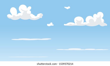 Landscape blue sky and white clouds on sunny day.Sky and cloud background.cartoon sky concetp.Vector illustration