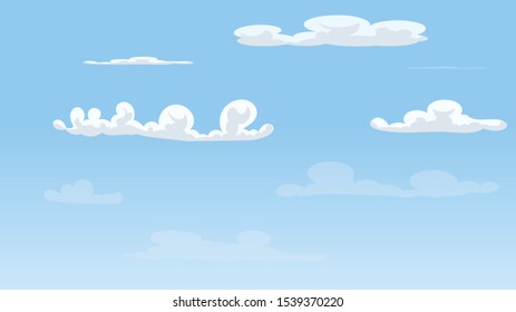 Landscape blue sky and white clouds on sunny day.Sky and cloud background.cartoon sky concetp.Vector illustration