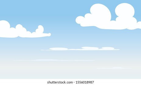 Landscape blue sky and white clouds on sunny day.Cartoon concetp.Vector illustration