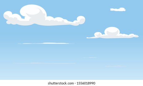 Landscape blue sky and white clouds on sunny day.Cartoon concetp.Vector illustration