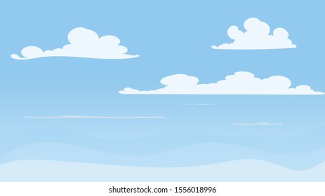 Landscape blue sky and white clouds on sunny day.Cartoon concetp.Vector illustration