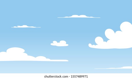 Landscape blue sky and white clouds on sunny day.Cartoon concetp.Vector illustration