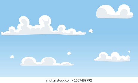 Landscape blue sky and white clouds on sunny day.Cartoon concetp.Vector illustration