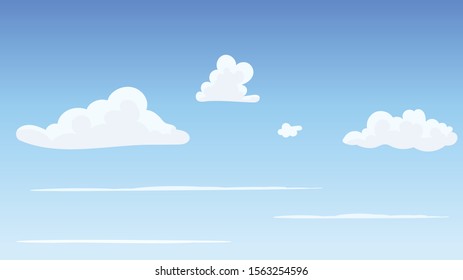 Landscape blue sky and white clouds on sunny day.Cartoon concetp.Vector illustration