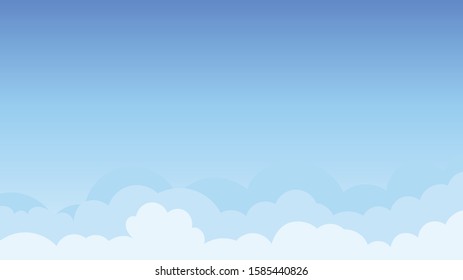 Landscape blue sky and white clouds on sunny day.Cartoon concetp.Vector illustration