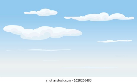 Landscape blue sky and white clouds on sunny day.Cartoon concetp.Vector illustration