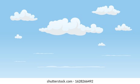 Landscape blue sky and white clouds on sunny day.Cartoon concetp.Vector illustration