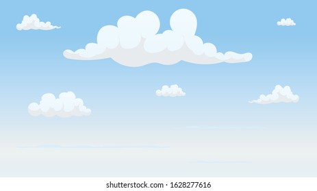 Landscape blue sky and white clouds on sunny day.Cartoon concetp.Vector illustration.