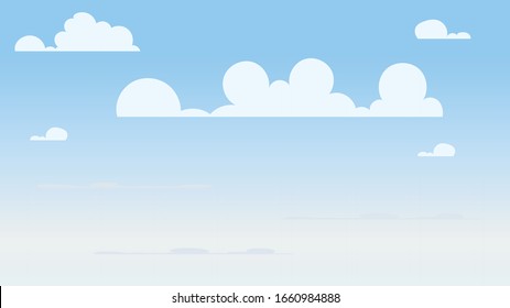 Landscape blue sky and white clouds on sunny day.Cartoon concetp.Vector illustration.