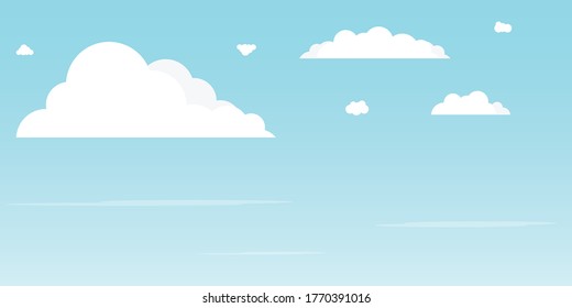 Atractivo cielo azul y nubes blancas en un día soleado. Concepto de dibujos animados.