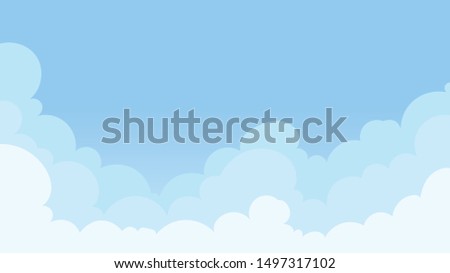 Landscape blue sky and white clouds on sunny day.Sky and cloud background.cartoon sky concetp.Vector illustration