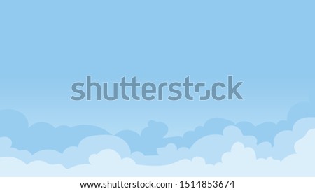 Landscape blue sky and white clouds on sunny day.Sky and cloud background.cartoon sky concetp.Vector illustration