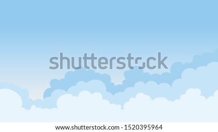 Landscape blue sky and white clouds on sunny day.Sky and cloud background.cartoon sky concetp.Vector illustration