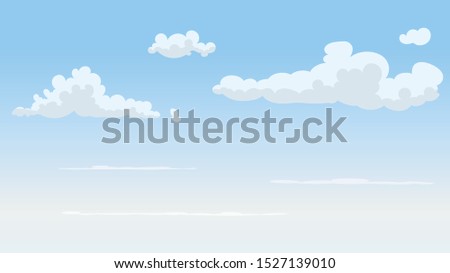 Landscape blue sky and white clouds on sunny day.Sky and cloud background.cartoon sky concetp.Vector illustration