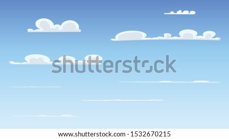 Landscape blue sky and white clouds on sunny day.Sky and cloud background.cartoon sky concetp.Vector illustration
