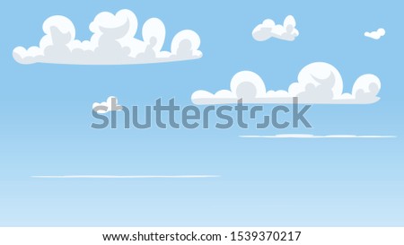 Landscape blue sky and white clouds on sunny day.Sky and cloud background.cartoon sky concetp.Vector illustration