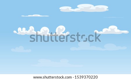 Landscape blue sky and white clouds on sunny day.Sky and cloud background.cartoon sky concetp.Vector illustration