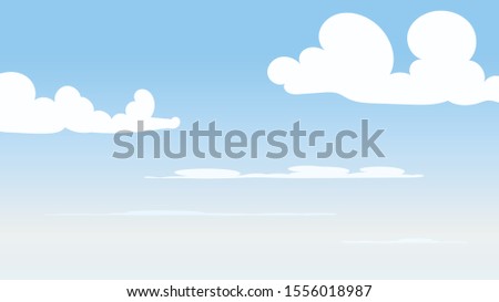 Landscape blue sky and white clouds on sunny day.Cartoon concetp.Vector illustration
