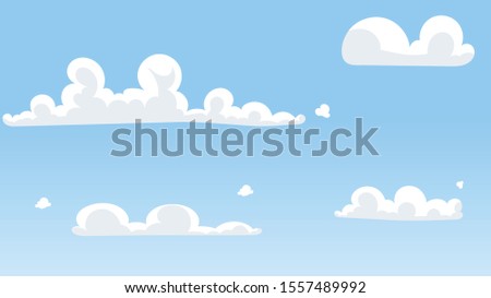 Landscape blue sky and white clouds on sunny day.Cartoon concetp.Vector illustration