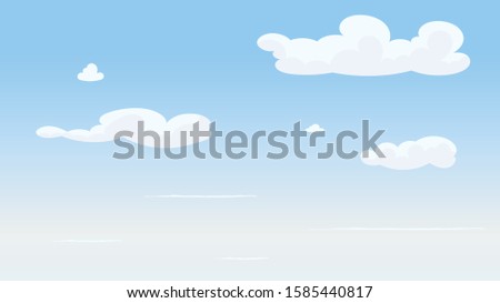 Landscape blue sky and white clouds on sunny day.Cartoon concetp.Vector illustration