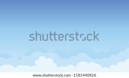 Landscape blue sky and white clouds on sunny day.Cartoon concetp.Vector illustration