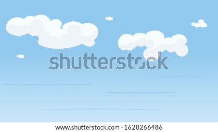 Landscape blue sky and white clouds on sunny day.Cartoon concetp.Vector illustration