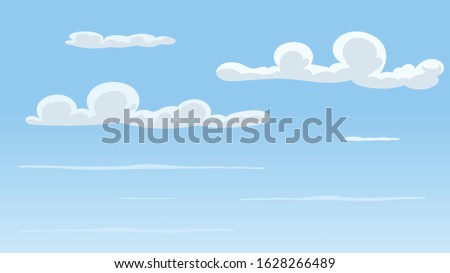 Landscape blue sky and white clouds on sunny day.Cartoon concetp.Vector illustration