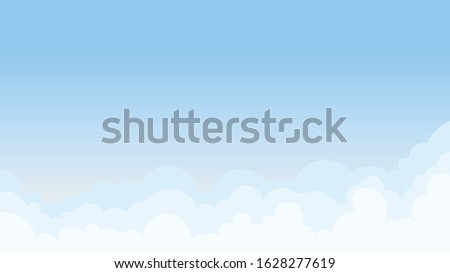Landscape blue sky and white clouds on sunny day.Cartoon concetp.Vector illustration.