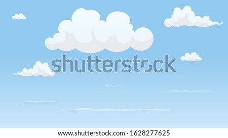 Landscape blue sky and white clouds on sunny day.Cartoon concetp.Vector illustration.
