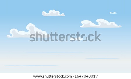 Landscape blue sky and white clouds on sunny day.Cartoon concetp.Vector illustration