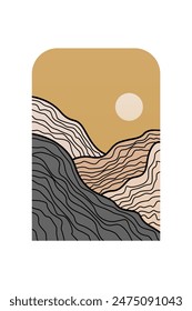 Landscape Boho Art Background. Boho Art Background. Gallery Wall Decor. Mid Century Modern Wall Art Decoration. Boho Home Decor
