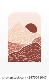 Landscape Boho Art Background. Boho Art Background. Gallery Wall Decor. Mid Century Modern Wall Art Decoration. Boho Home Decor